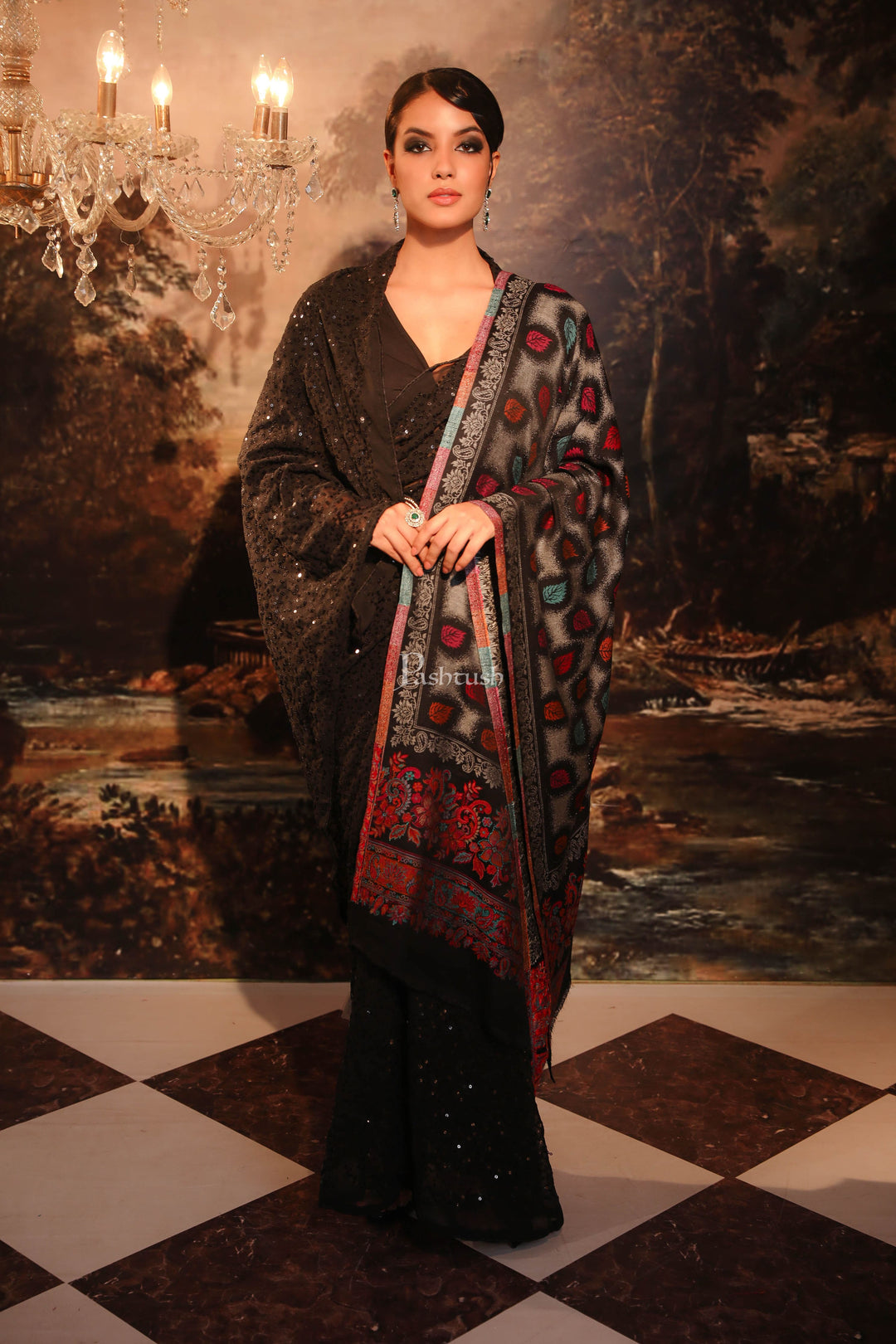 Pashtush India Womens Stoles and Scarves Scarf Pashtush Women's Antique Scarf, Extra Soft Bamboo Stole