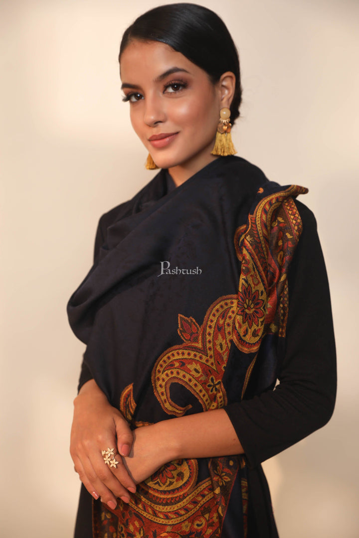 Pashtush India Womens Stoles and Scarves Scarf Pashtush Women's Antique Scarf, Extra Soft Bamboo Stole