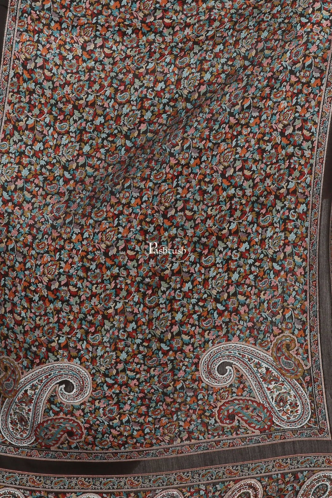 Pashtush India Womens Stoles and Scarves Scarf Pashtush Women'S Antique Scarf, Extra Soft Bamboo Stole, Black