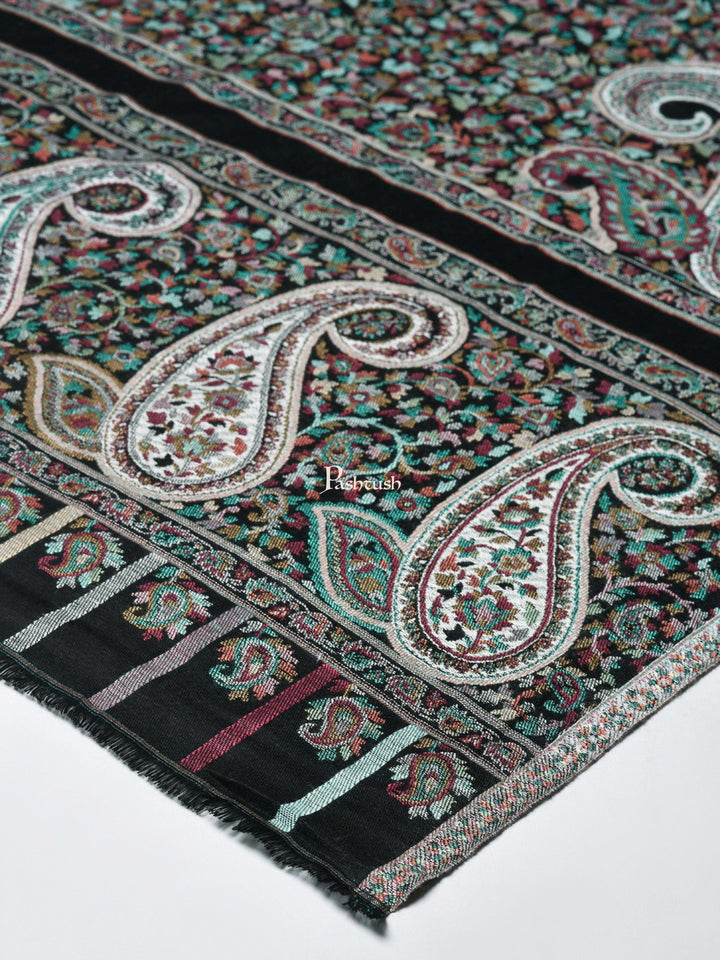 Pashtush India Womens Stoles and Scarves Scarf Pashtush Women'S Antique Scarf, Extra Soft Bamboo Stole, Black
