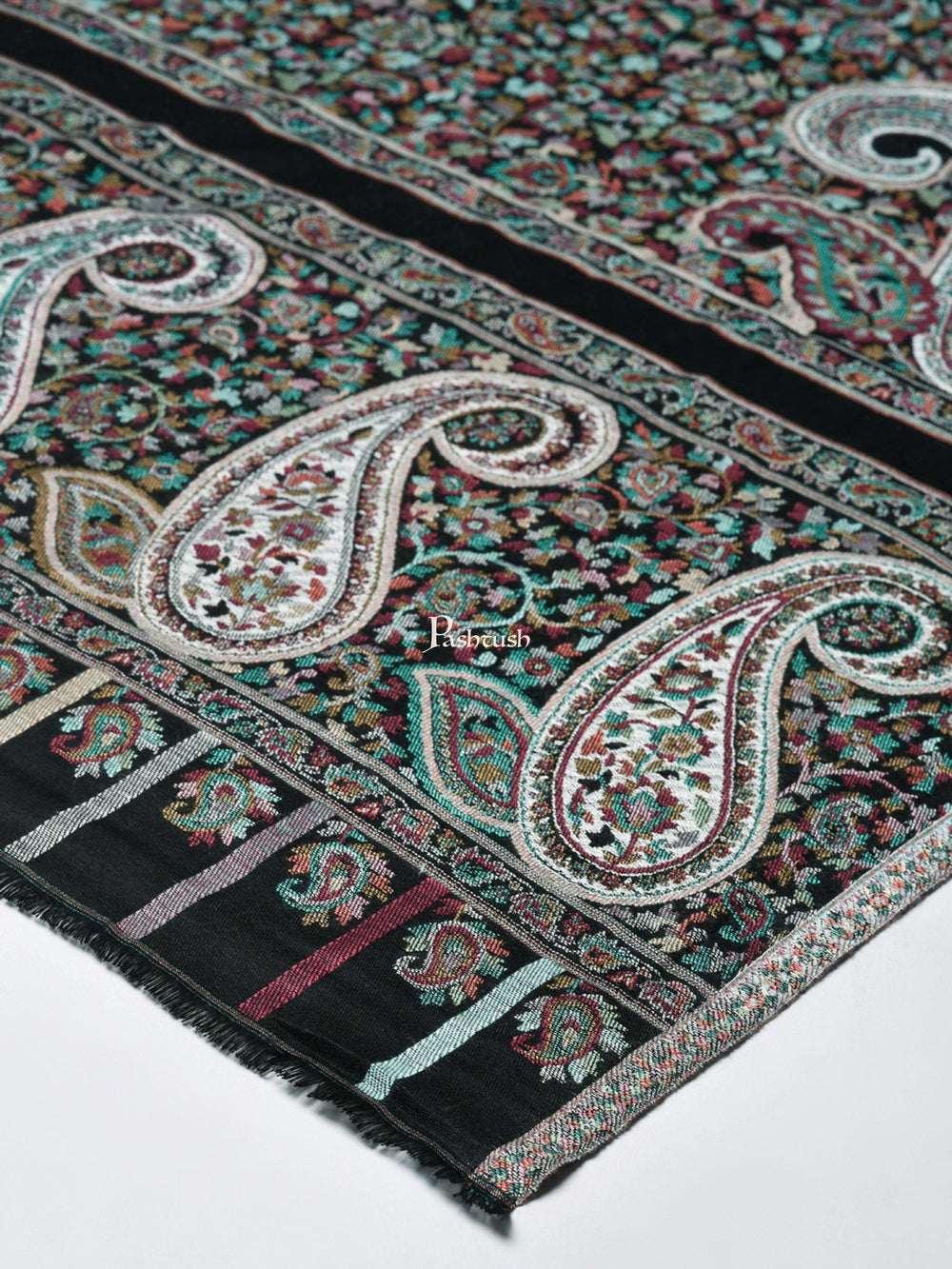 Pashtush India Womens Stoles and Scarves Scarf Pashtush Women'S Antique Scarf, Extra Soft Bamboo Stole, Black