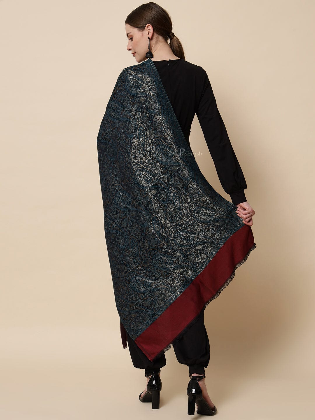 Pashtush India Womens Stoles and Scarves Scarf Pashtush Women's Antique Scarf, Extra Soft Reversible Bamboo Stole