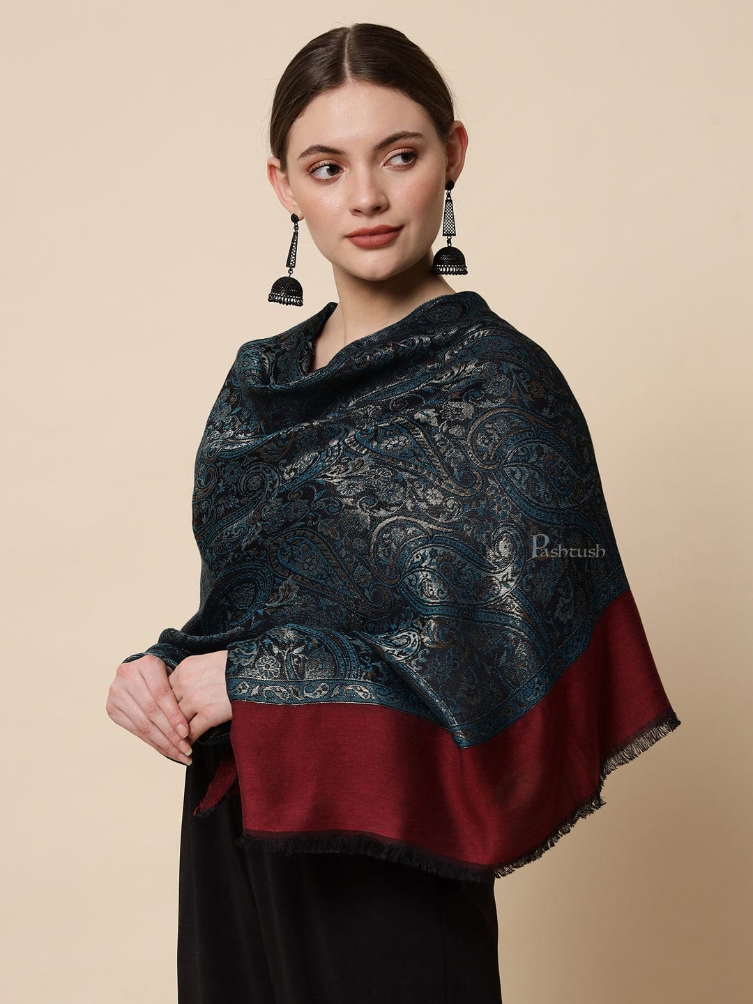 Pashtush India Womens Stoles and Scarves Scarf Pashtush Women's Antique Scarf, Extra Soft Reversible Bamboo Stole