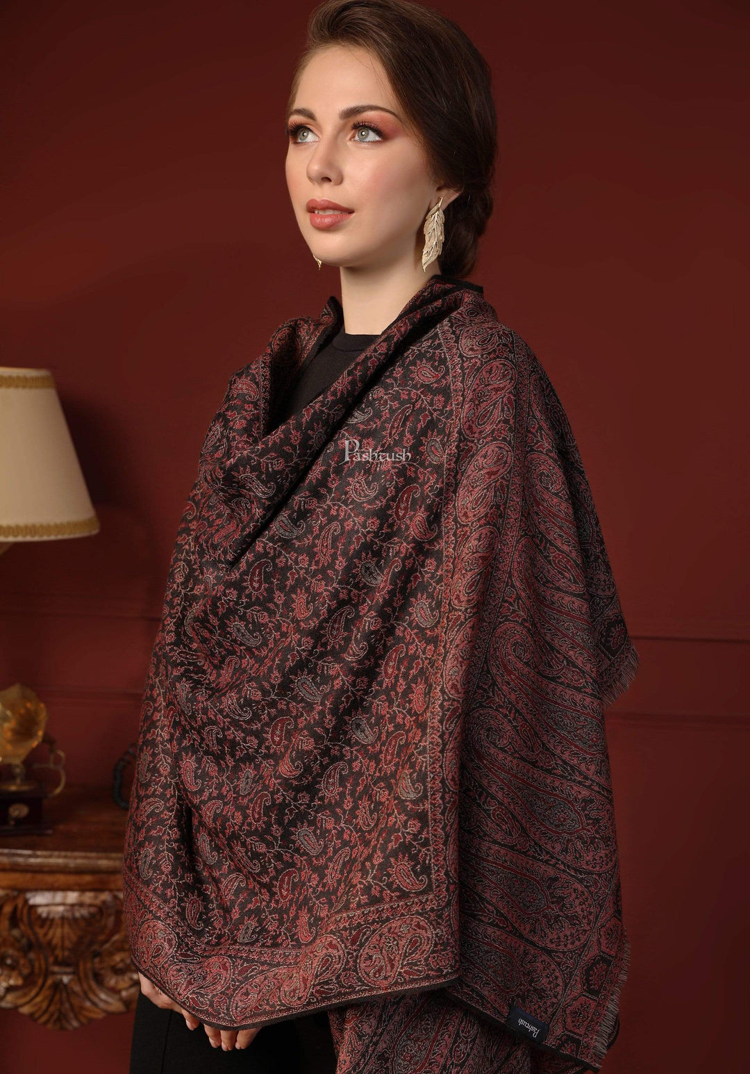 Pashtush India 70x200 Pashtush Women's Ethnic Weave Stole, Fine Wool