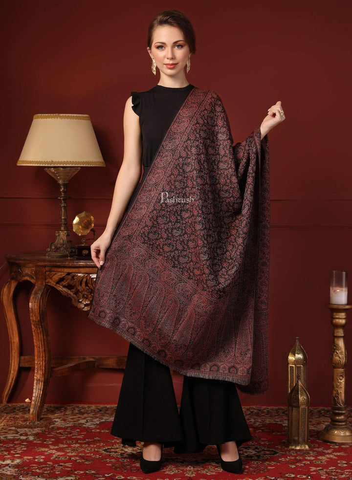 Pashtush India 70x200 Pashtush Women's Ethnic Weave Stole, Fine Wool