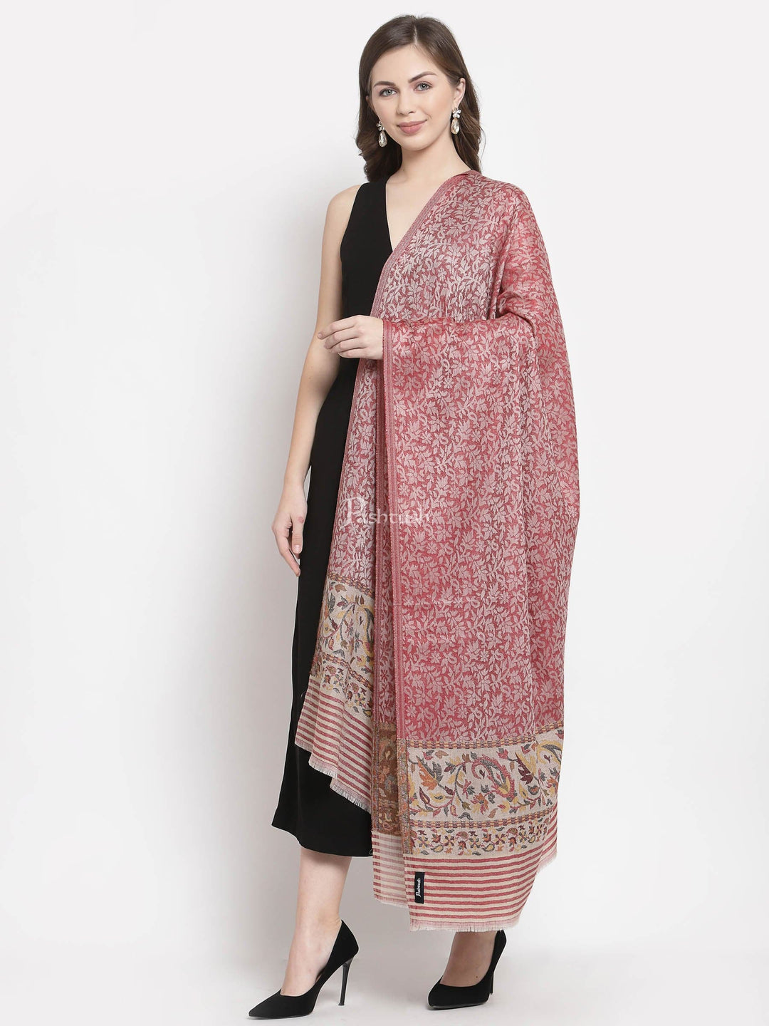 Pashtush India Womens Shawls Pashtush Women'S Extra Fine Soft Wool Shawl, Ethnic Palla , Maroon