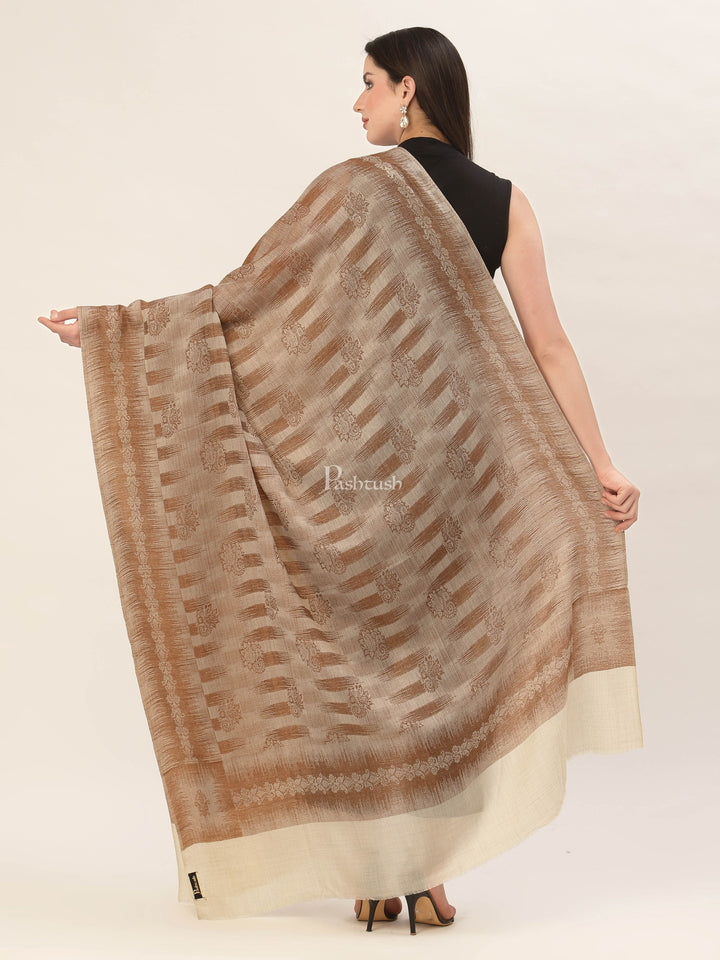 Pashtush India Womens Shawls Pashtush Women's Fine Wool Stole, Ikkat Design