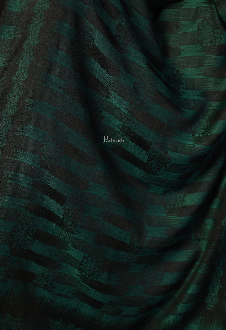 Pashtush India 70x200 Pashtush Women's Fine Wool Stole, Ikkat Design, Azure Green