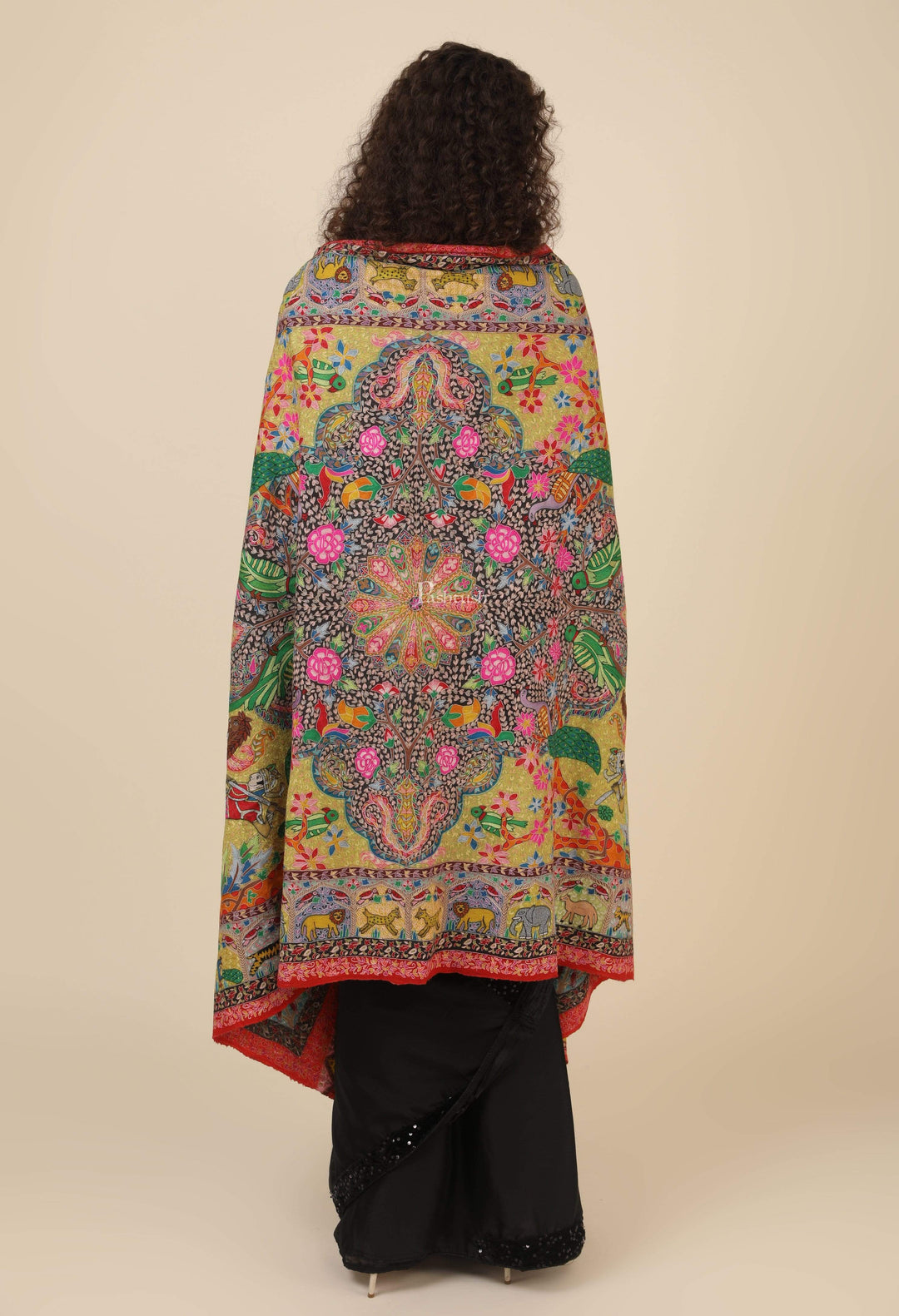 Pashtush India 100x200 Pashtush Women's Handmade Kalamkari Shawl, Multicoloured