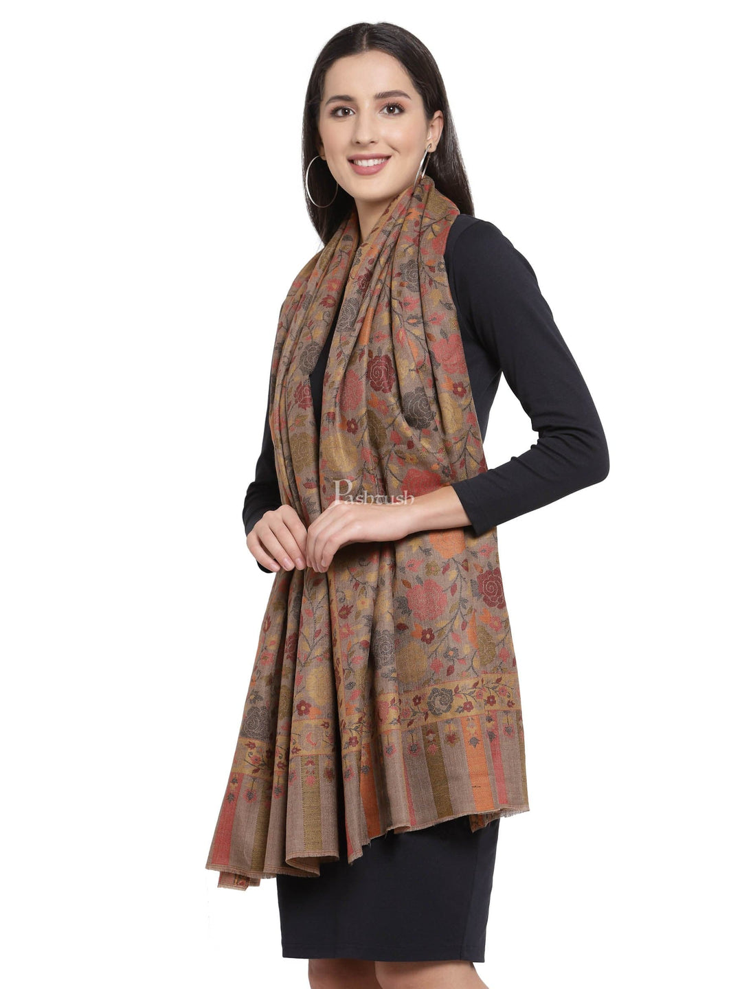 Pashtush India Womens Stoles and Scarves Scarf Pashtush Women'S Jacquard Ethnic Light Weight Floral Stole , Multi-Coloured