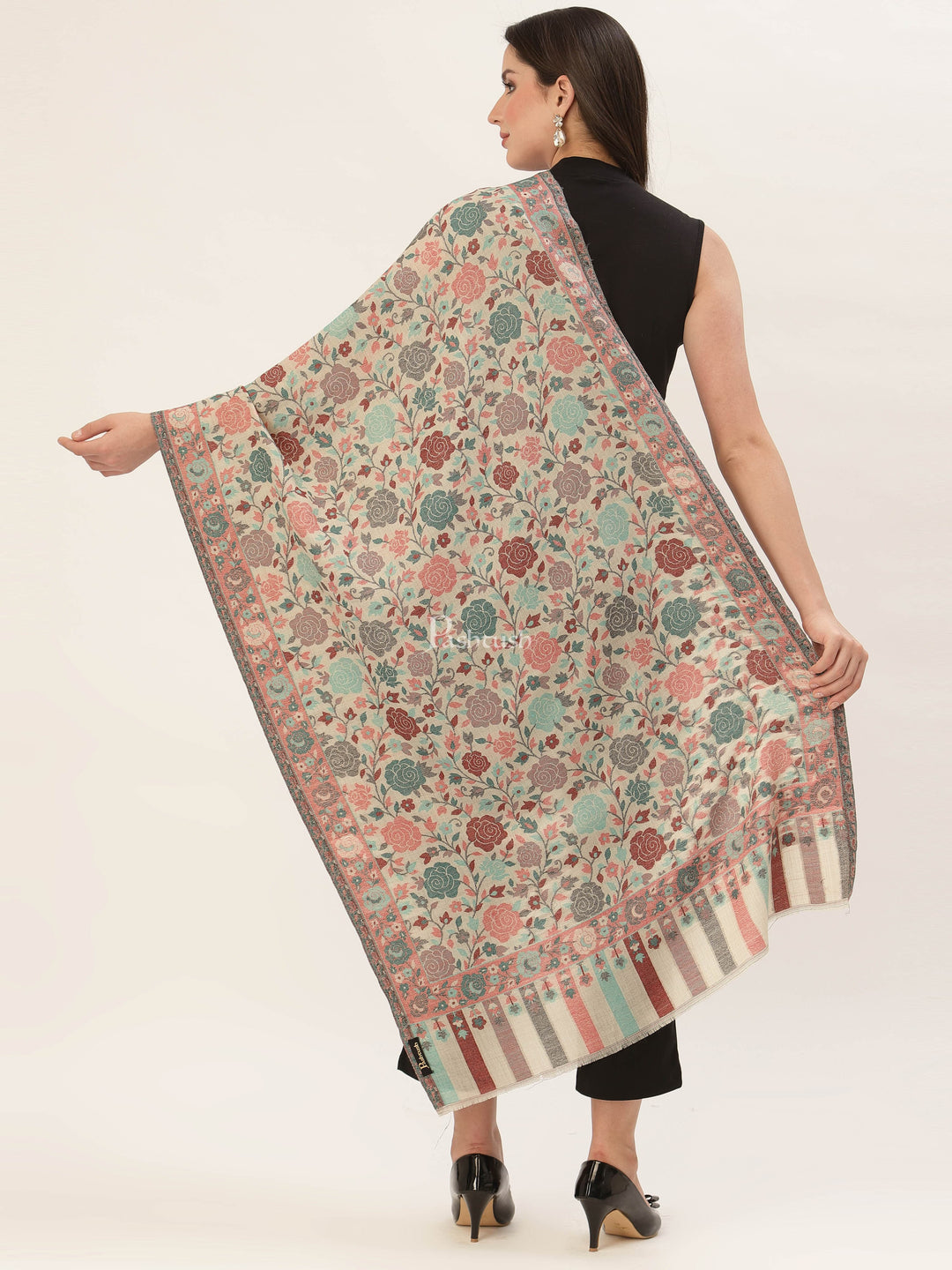 Pashtush India Womens Stoles and Scarves Scarf Pashtush Women's Jacquard Ethnic Light Weight Floral Stole , Multicolour