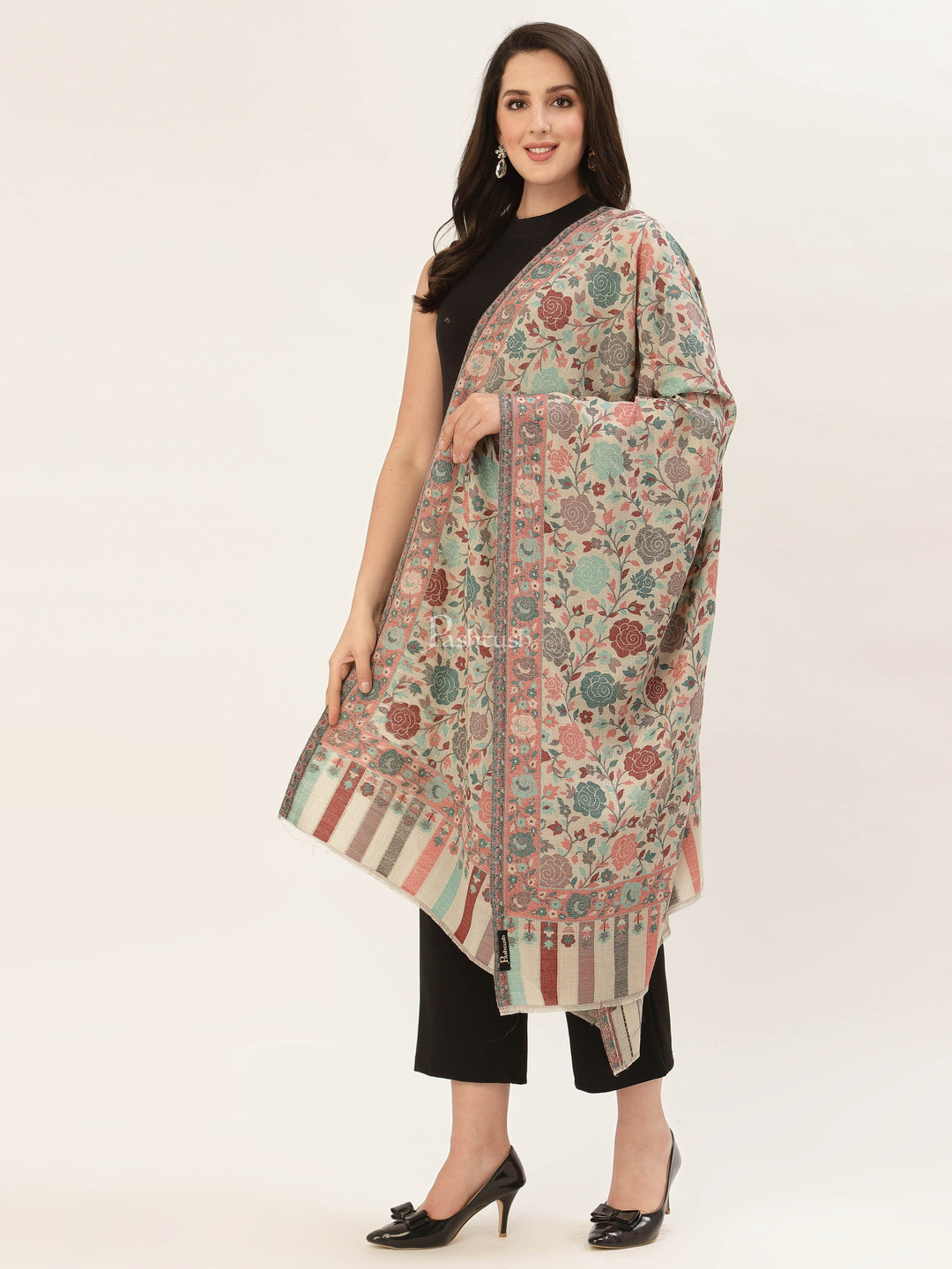 Pashtush India Womens Stoles and Scarves Scarf Pashtush Women's Jacquard Ethnic Light Weight Floral Stole , Multicolour