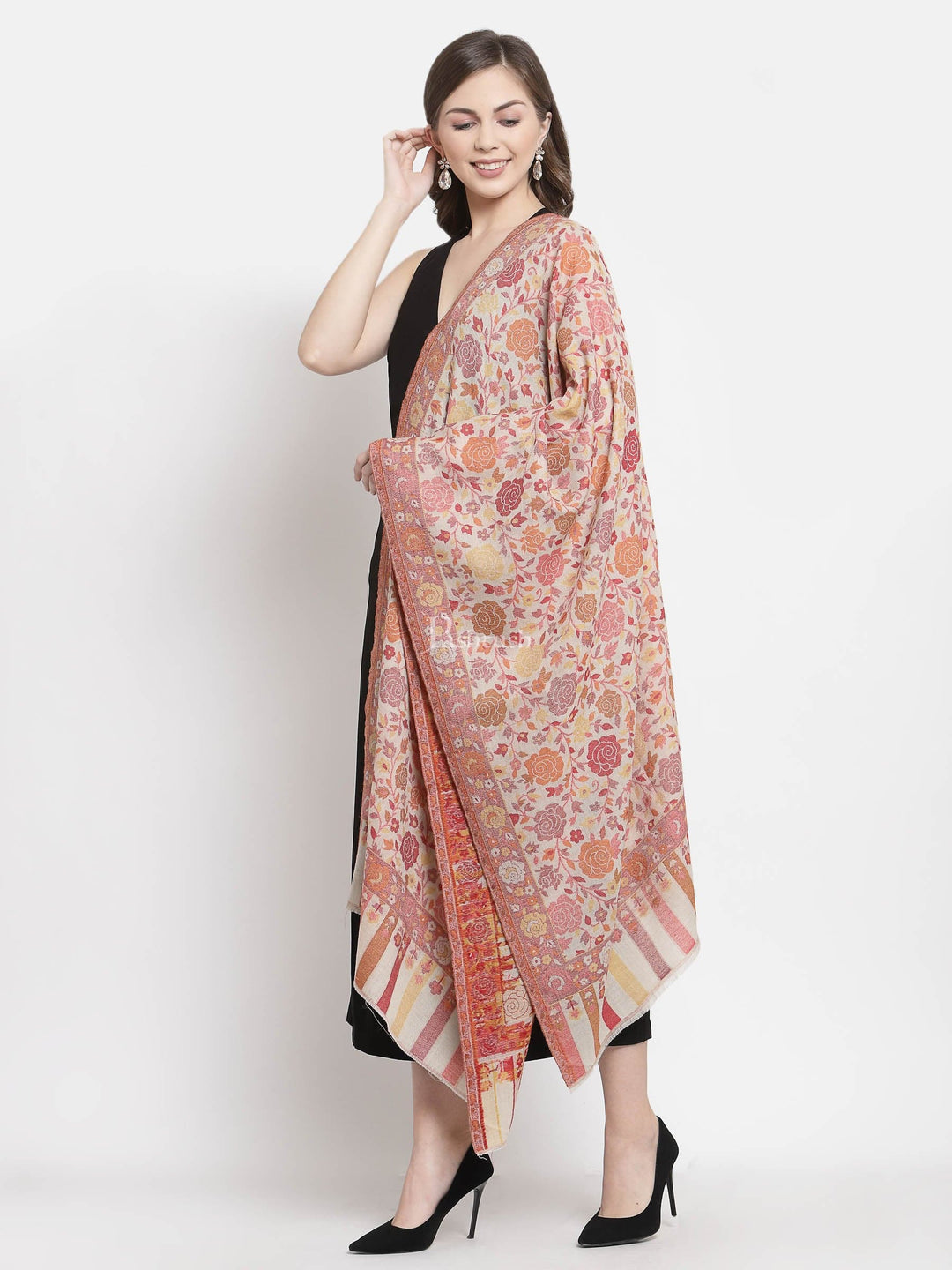 Pashtush India Womens Stoles and Scarves Scarf Pashtush Women's Jacquard Ethnic Light Weight Floral Stole, Multicolour