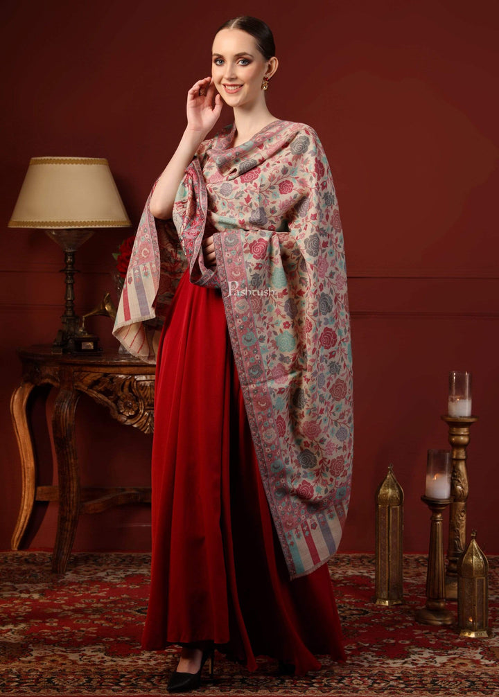 Pashtush India Womens Stoles and Scarves Scarf Pashtush Women's Jacquard Ethnic Light Weight Floral Stole, Multicolour