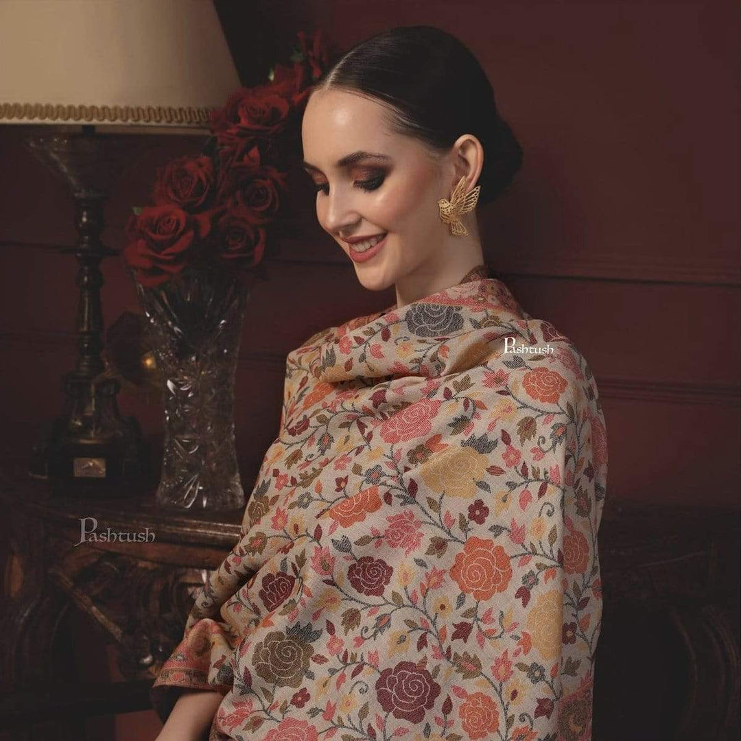 Pashtush India Womens Stoles and Scarves Scarf Pashtush Women's Jacquard Ethnic Light Weight Floral Stole, Multicolour