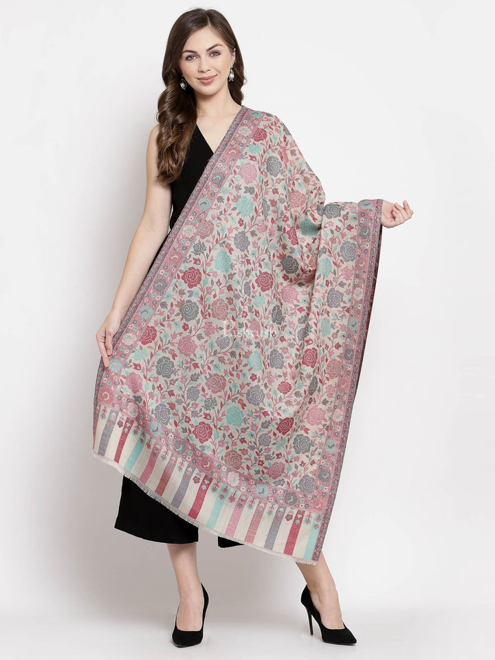 Pashtush India Womens Stoles and Scarves Scarf Pashtush Women's Jacquard Ethnic Light Weight Floral Stole, Multicolour