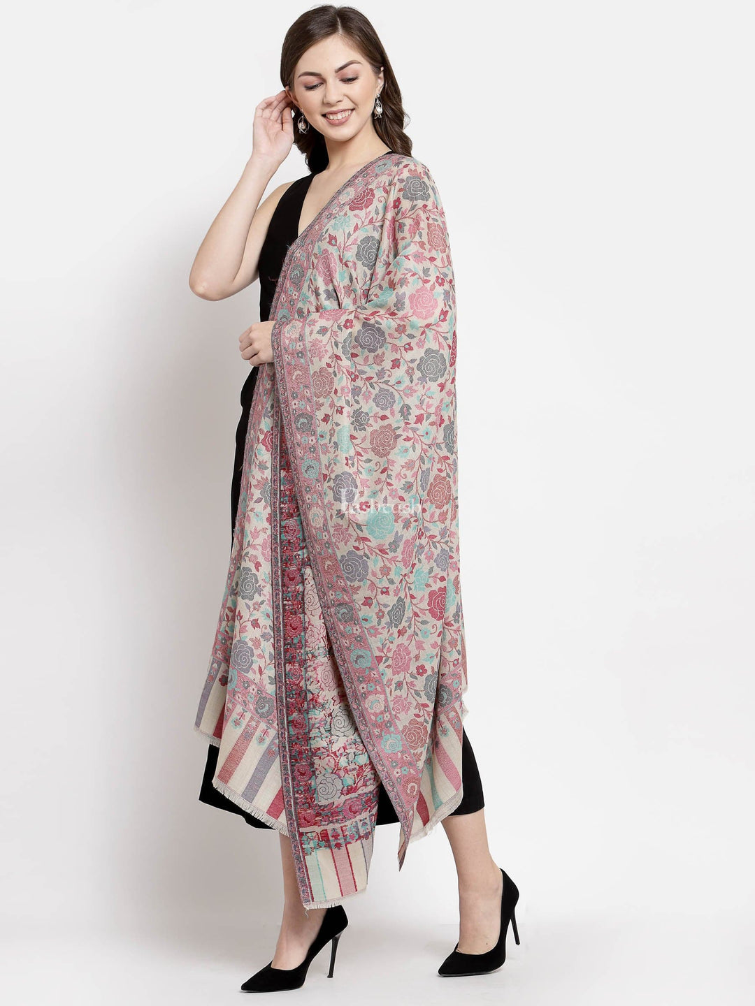 Pashtush India Womens Stoles and Scarves Scarf Pashtush Women's Jacquard Ethnic Light Weight Floral Stole, Multicolour