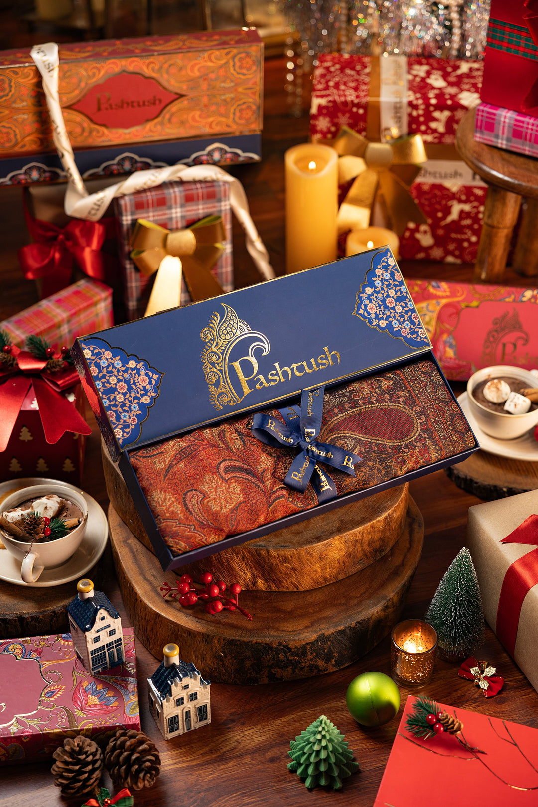 Pashtush India Gift Pack Pashtush Women'S Jamawar Shawl, Faux Pashmina, Black