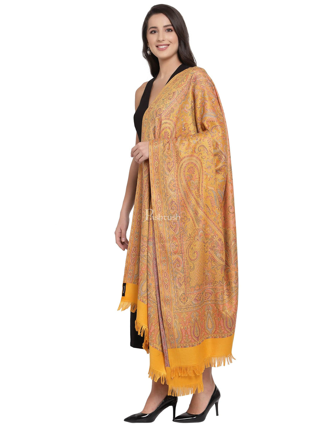 Pashtush India Womens Shawls Pashtush Women'S Jamawar Shawl, Mustard
