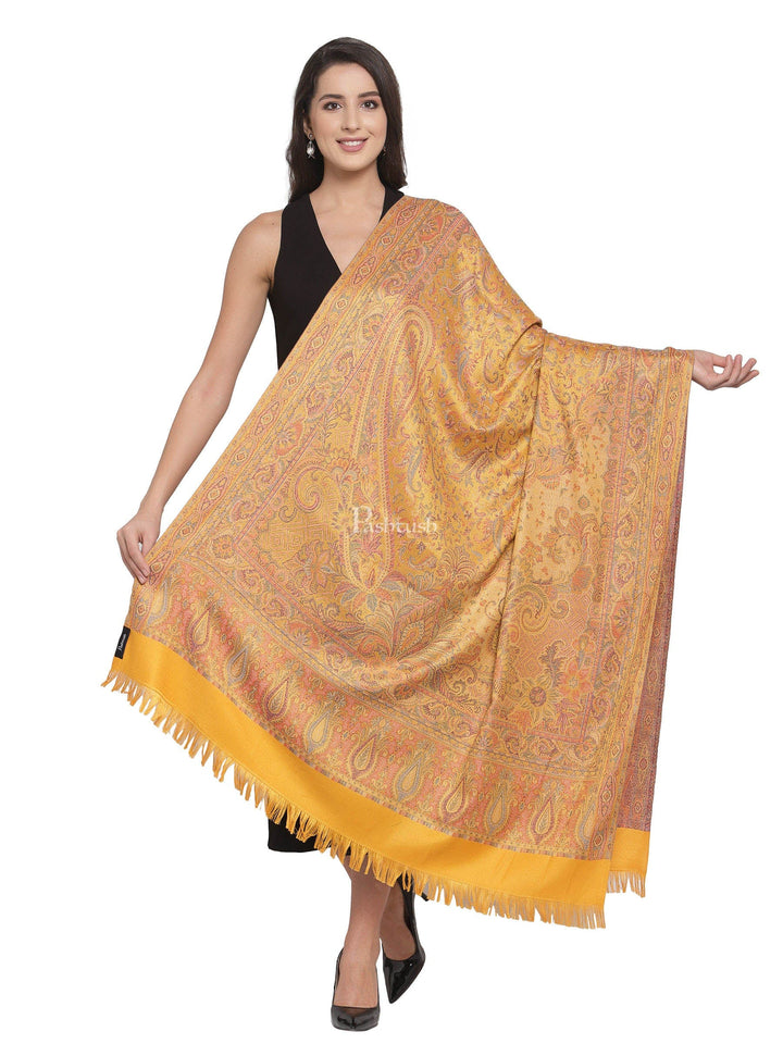 Pashtush India Womens Shawls Pashtush Women'S Jamawar Shawl, Mustard