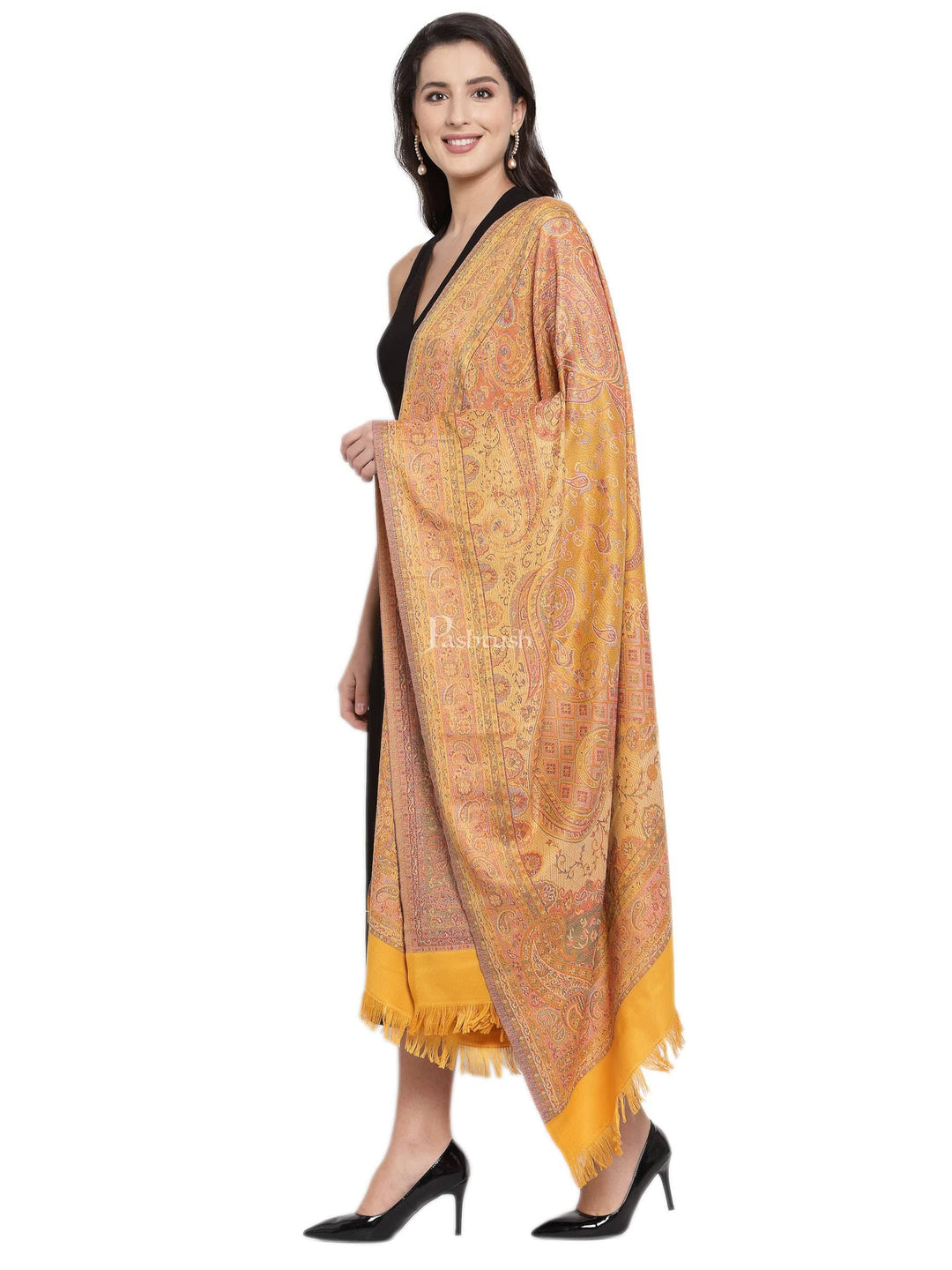Pashtush India Womens Shawls Pashtush Women'S Jamawar Shawl, Mustard