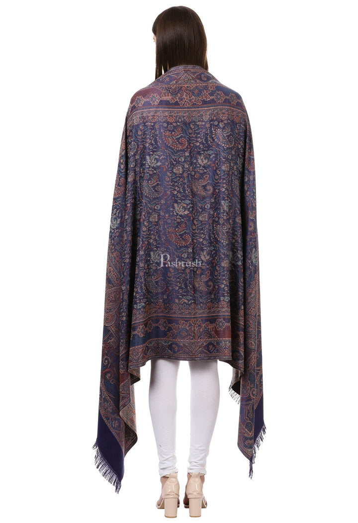 Pashtush India Womens Shawls Pashtush Women'S Jamawar Shawl, Navy Blue