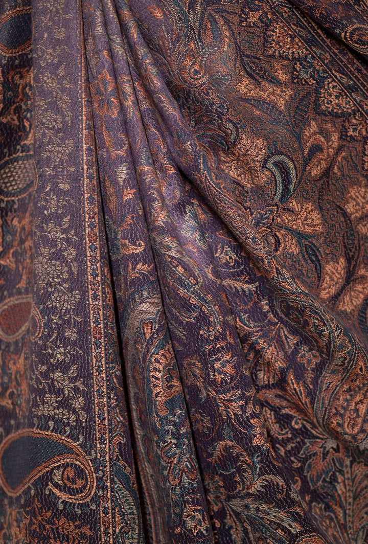 Pashtush India Gift Pack Pashtush Women's Jamawar Shawl, Navy Blue