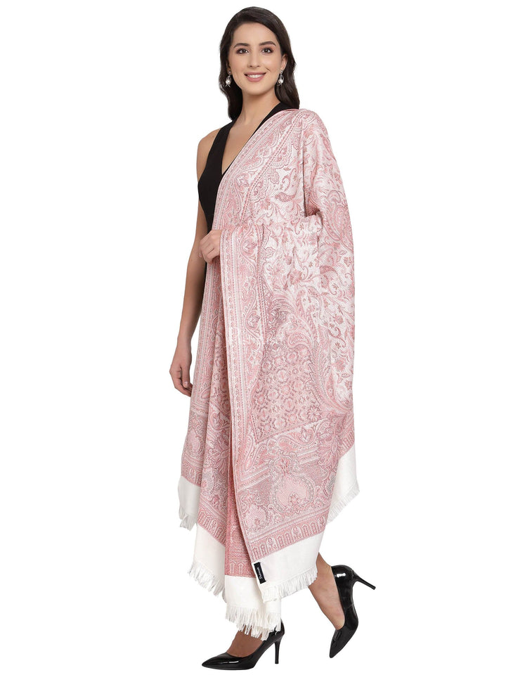 Pashtush India Womens Shawls Pashtush Women'S Jamawar Shawl, Salmon - Ivory