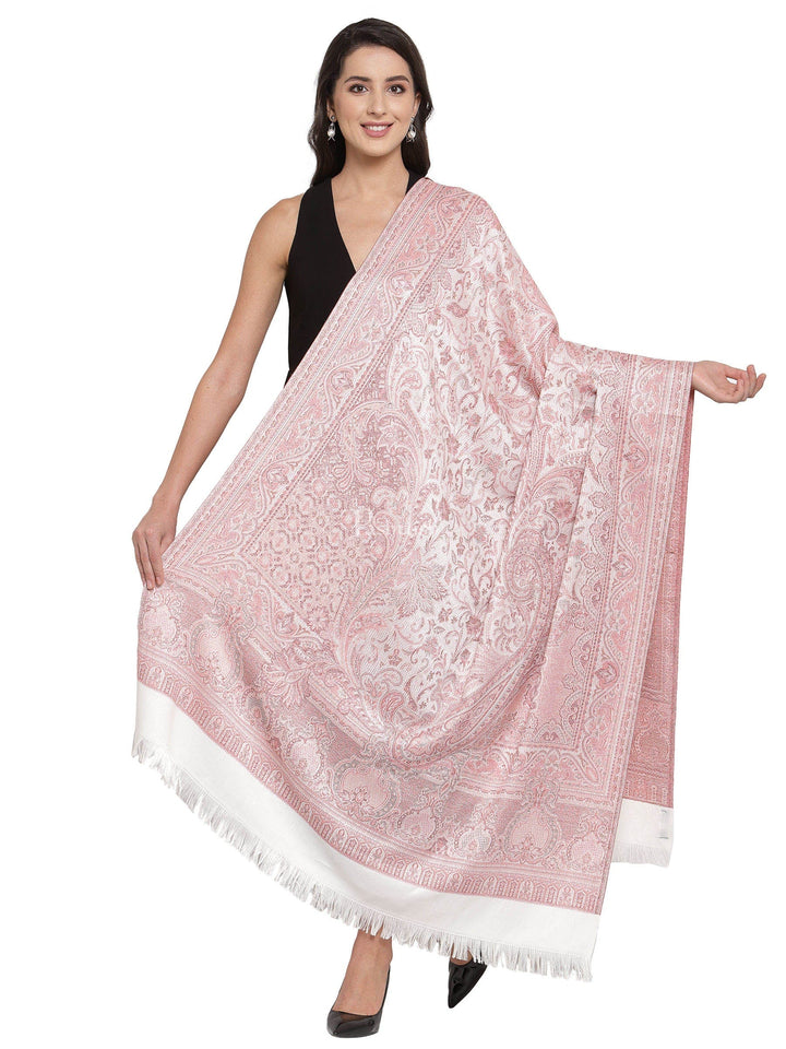 Pashtush India Womens Shawls Pashtush Women'S Jamawar Shawl, Salmon - Ivory