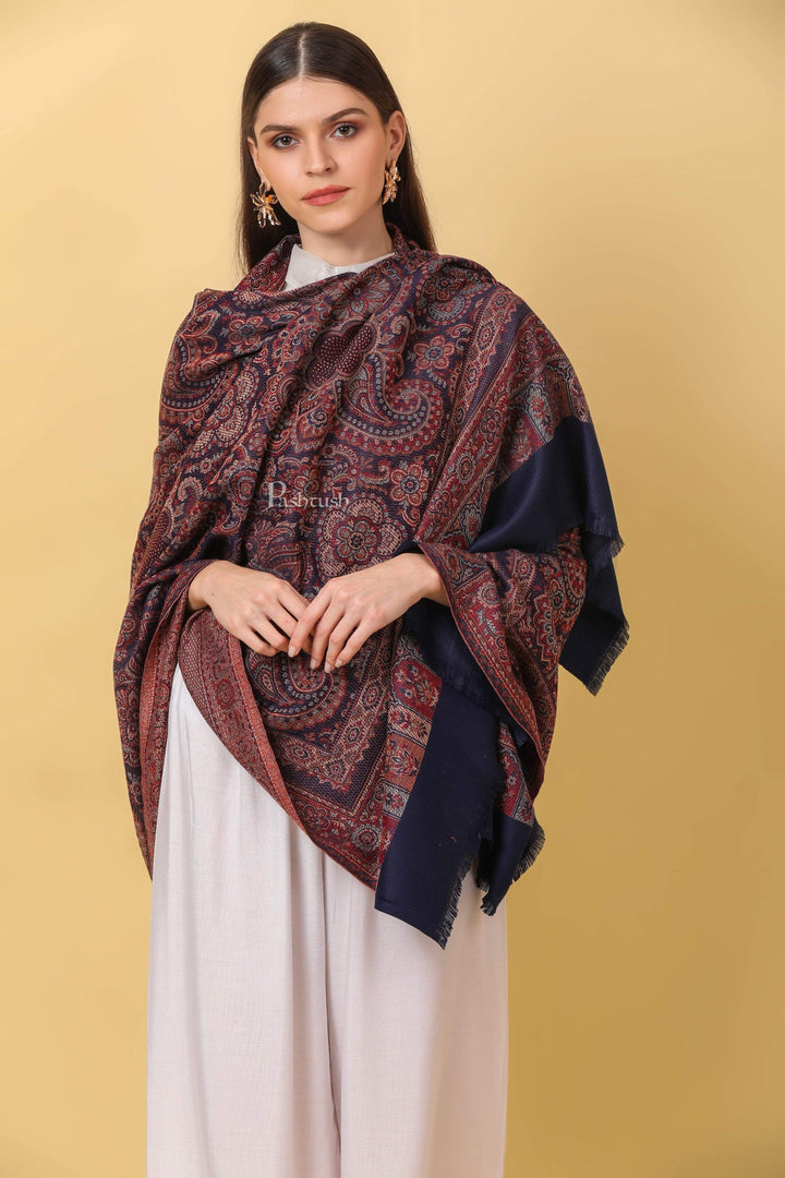 Pashtush India 100x200 Pashtush Women's Jamawar Shawl with Crystal Work Shawl, Faux Pashmina
