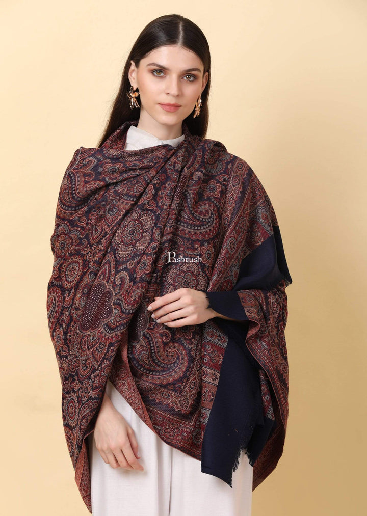 Pashtush India Shawl Pashtush Women's Kashmiri Jamawar Shawl with Crystal Work Shawl, Faux Pashmina