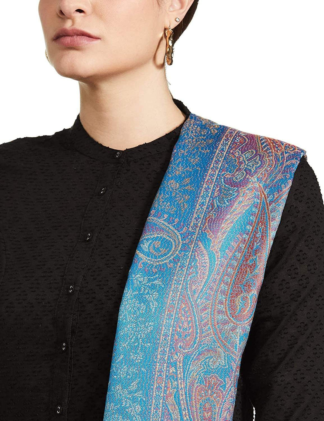 Pashtush India 100x200 Pashtush Women's Kashmiri Shawl, Faux Pashmina Design, Arabic Blue