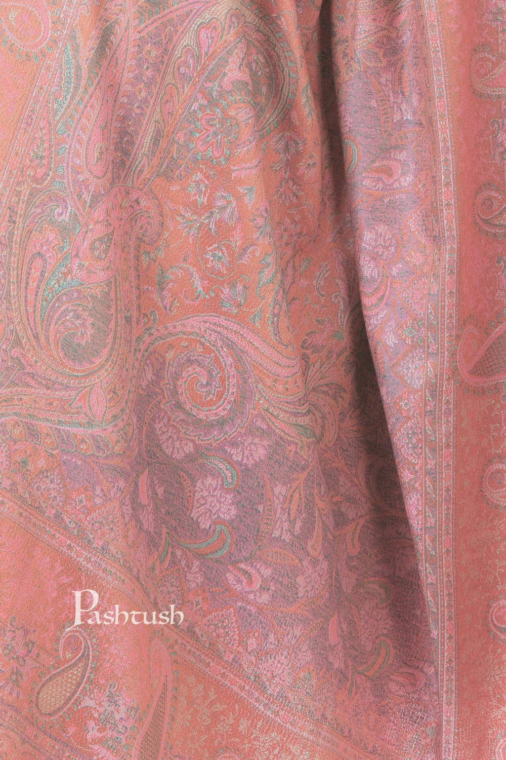 Pashtush India 100x200 Pashtush Women's Kashmiri Shawl, Faux Pashmina Design, Light Amber