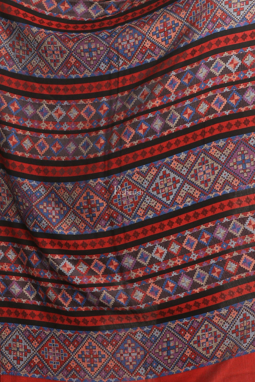 Pashtush India Womens Stoles and Scarves Scarf Pashtush Women'S Multicoloured Bamboo Scarf, Aztec Collection, Red