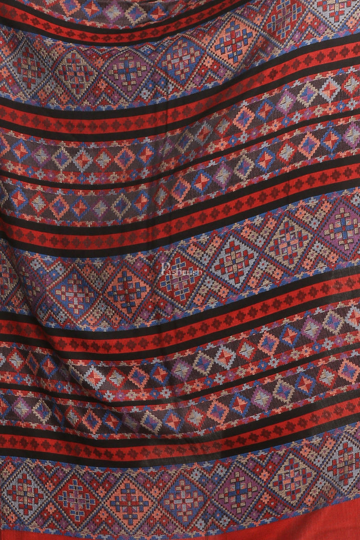 Pashtush India Womens Stoles and Scarves Scarf Pashtush Women'S Multicoloured Bamboo Scarf, Aztec Collection, Red