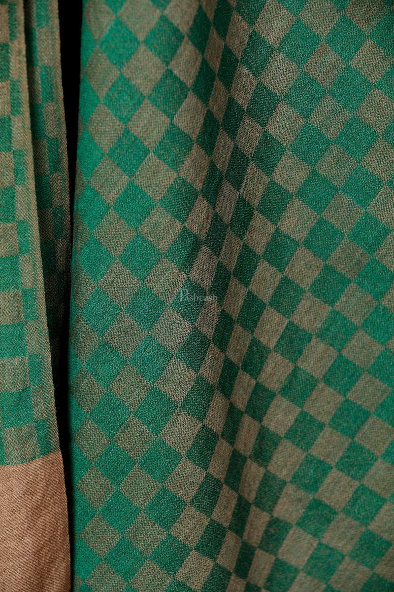 Pashtush Store Stole Pashtush Women’s pashmina handfeel extra fine checkered stole ( Bottle Green )