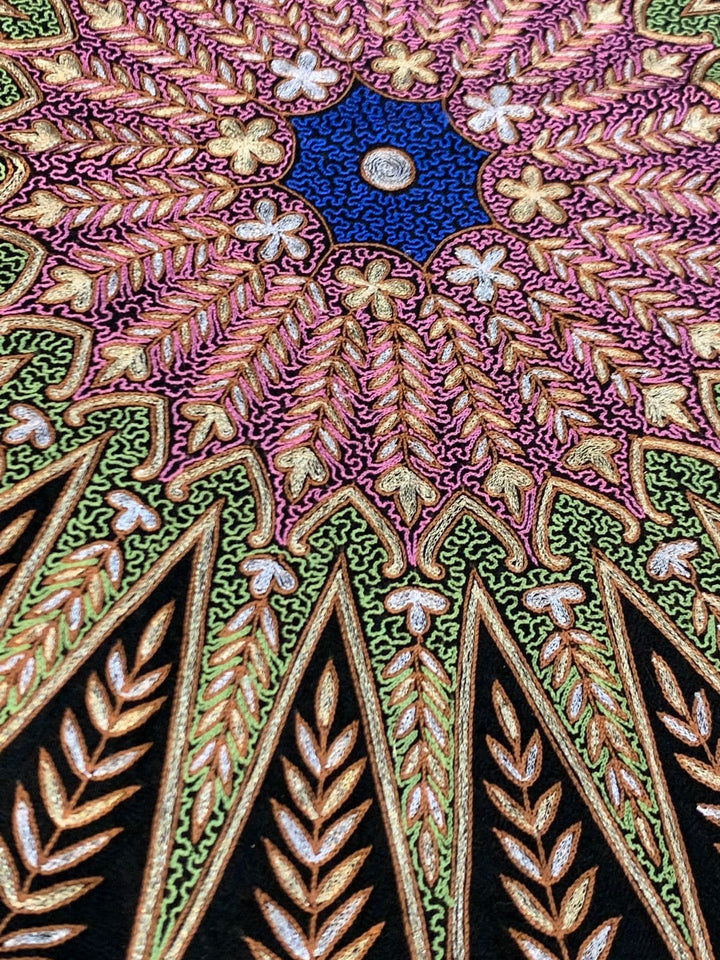 Pashtush India Womens Shawls Pashtush Women's Pure Pashmina Shawl, Kashmiri Tilla Work, Handloom, Multicoloured