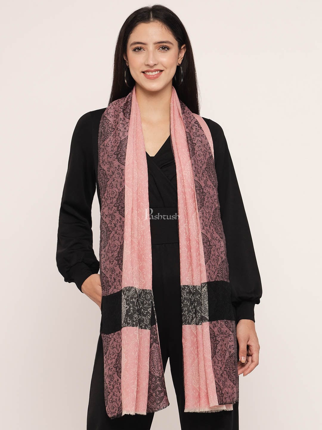 Pashtush India Womens Stoles and Scarves Scarf Pashtush Women's Reversible Stole, With Paiseley Weave