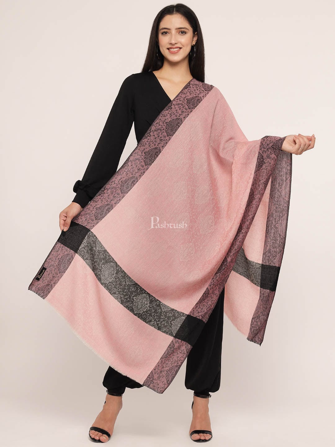 Pashtush India Womens Stoles and Scarves Scarf Pashtush Women's Reversible Stole, With Paiseley Weave