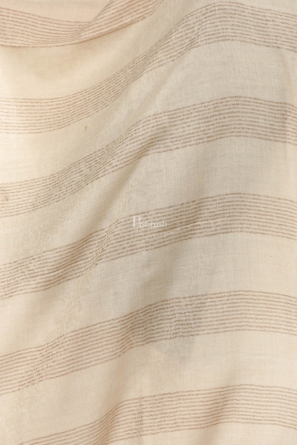 Pashtush India Womens Stoles and Scarves Scarf Pashtush Women'S Reversible Stole, With Stripes, Natural Wool, Subtle Beige