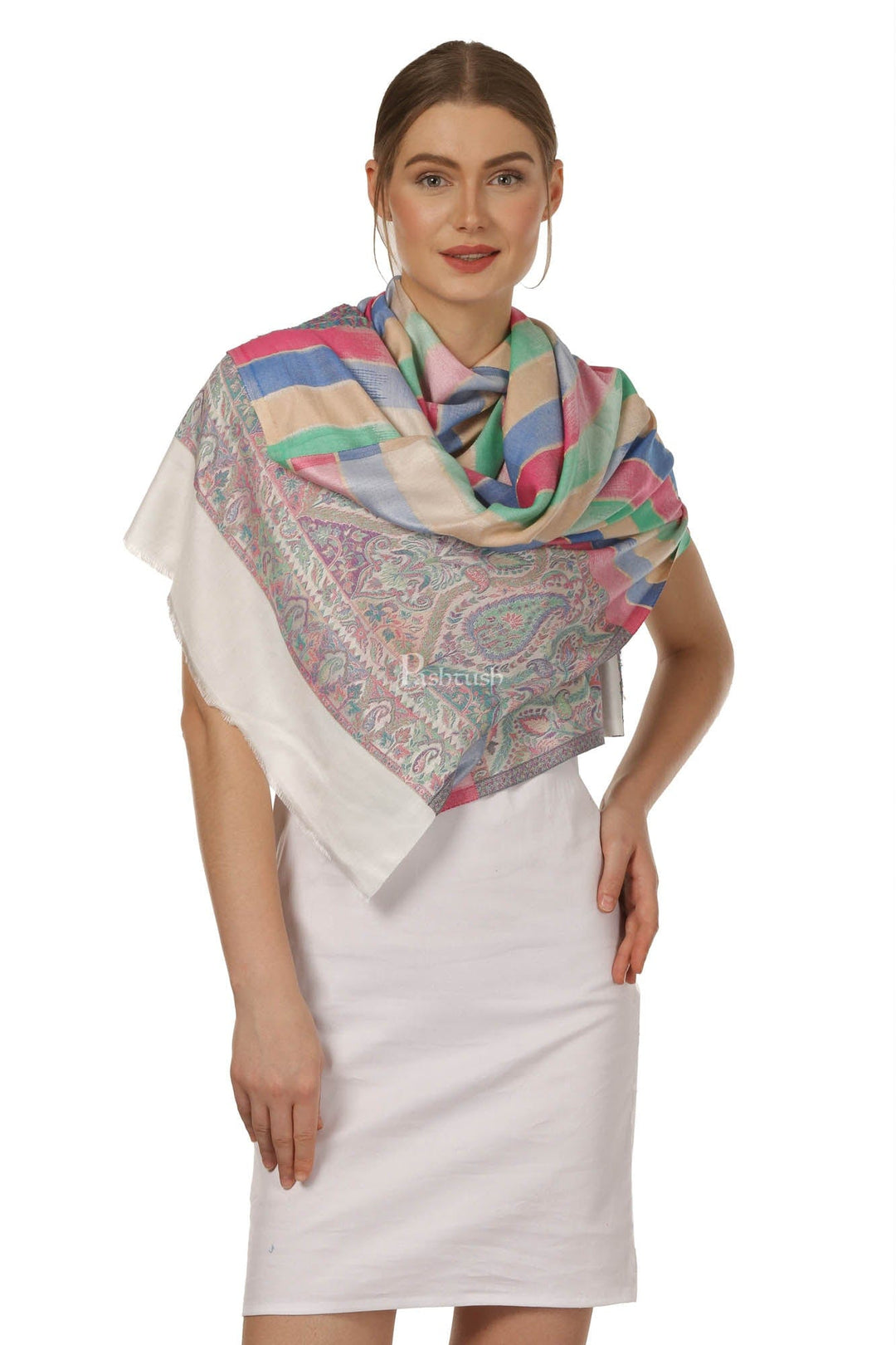 Pashtush India Womens Stoles and Scarves Scarf Pashtush Women'S Scarf, Soft Bamboo Stole, Multicoloured