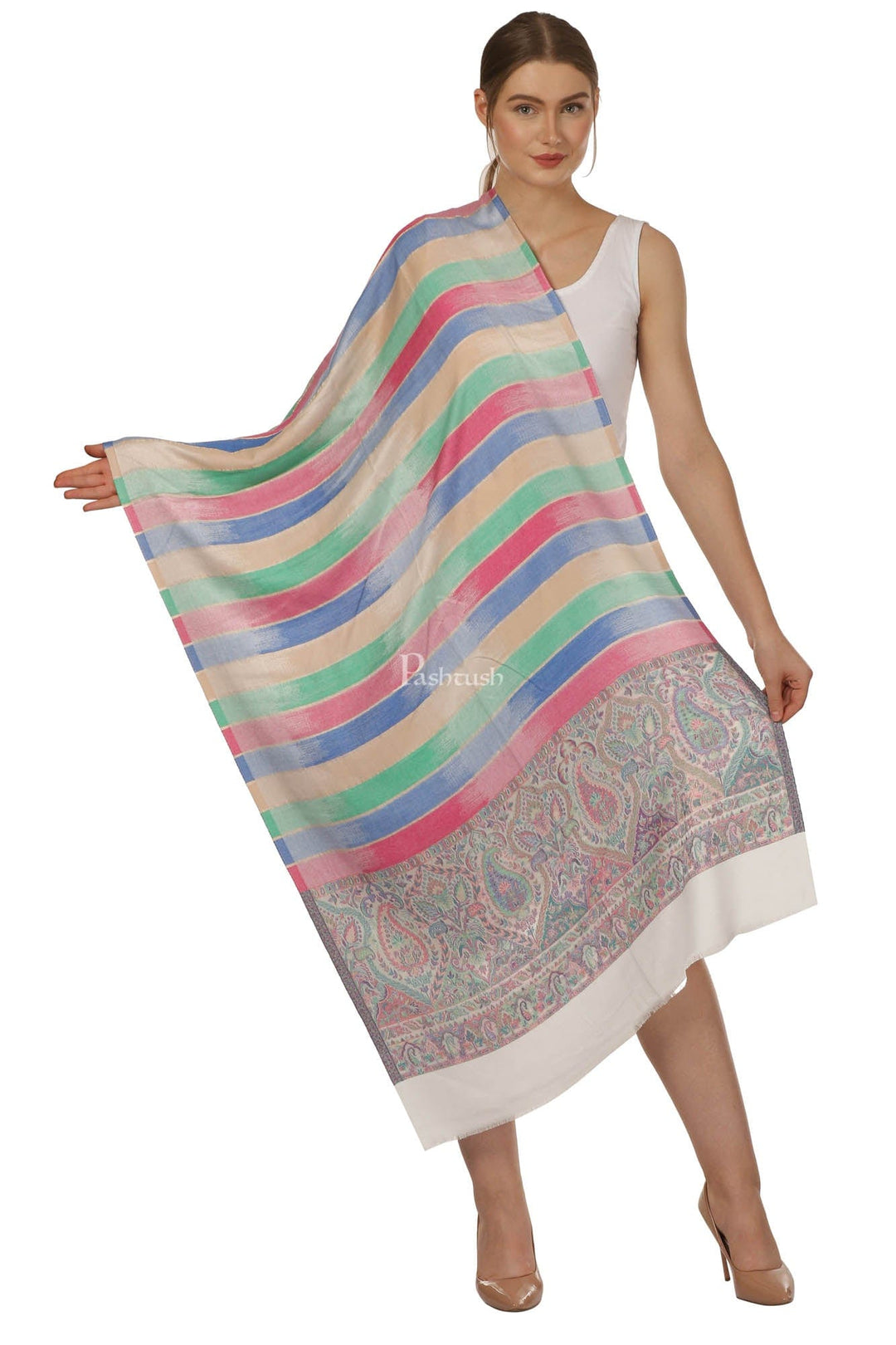 Pashtush India Womens Stoles and Scarves Scarf Pashtush Women'S Scarf, Soft Bamboo Stole, Multicoloured