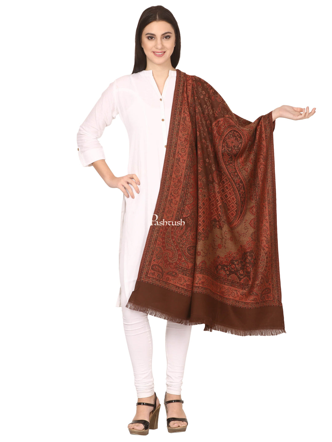 Pashtush India Womens Shawls Pashtush Women'S Shawl, Faux Pashmina Design, Coffee