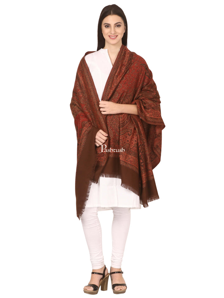 Pashtush India Womens Shawls Pashtush Women'S Shawl, Faux Pashmina Design, Coffee