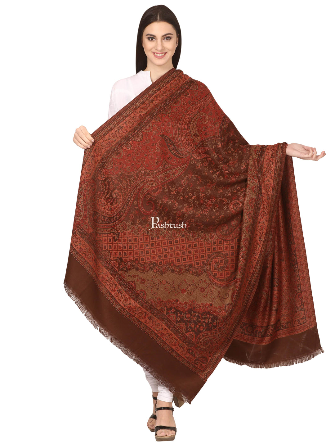 Pashtush India Womens Shawls Pashtush Women'S Shawl, Faux Pashmina Design, Coffee