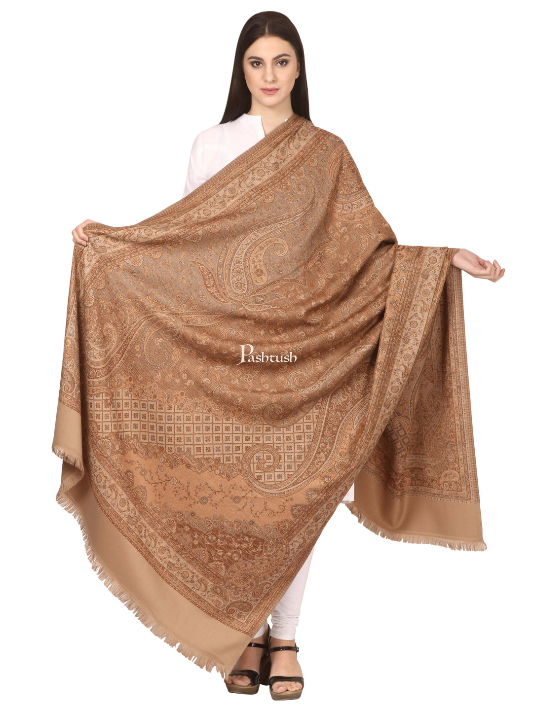Pashtush India Womens Shawls Pashtush Women'S Shawl, Warm And Soft, Faux Pashmina Design, Taupe