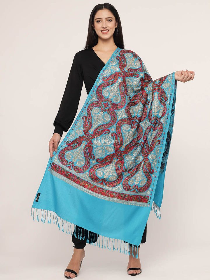 Pashtush India Womens Stoles and Scarves Scarf Pashtush Women'S Silk Wool Hand Embroidery Stole, Extra Soft