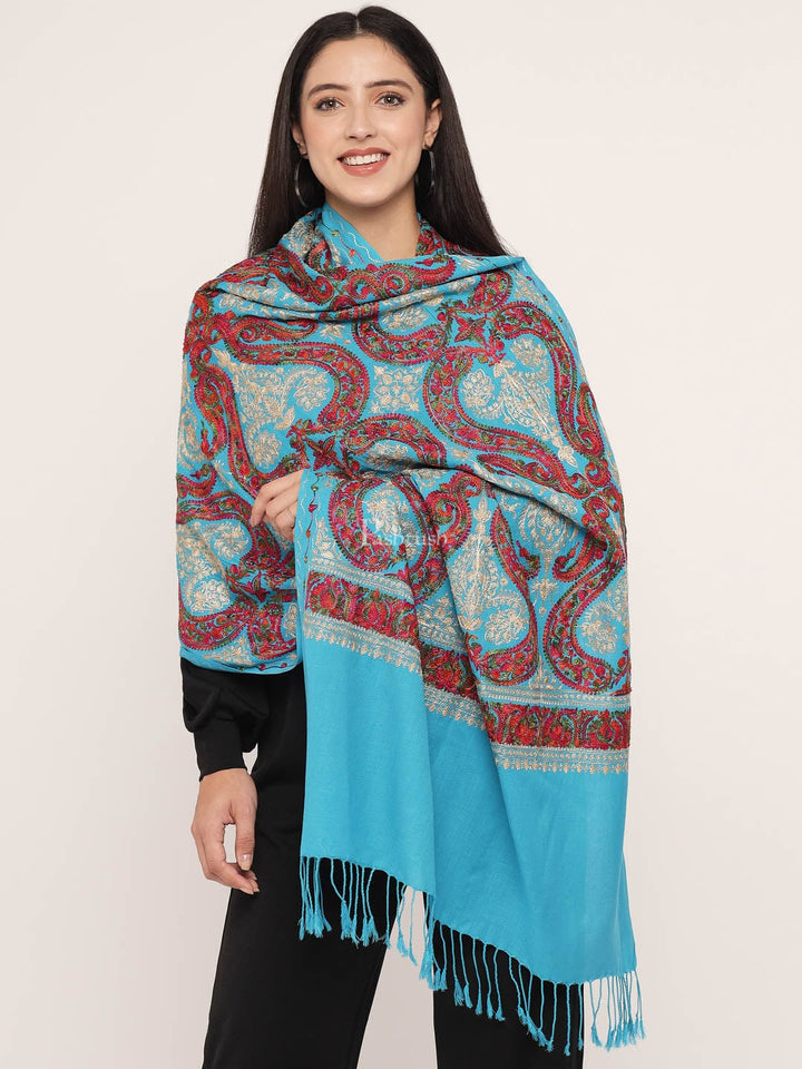 Pashtush India Womens Stoles and Scarves Scarf Pashtush Women'S Silk Wool Hand Embroidery Stole, Extra Soft