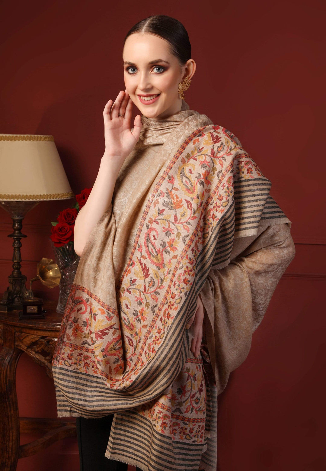 Pashtush India 100x200 Pashtush Women's Soft Wool Cashmere Blended Shawl, Kaani Palla