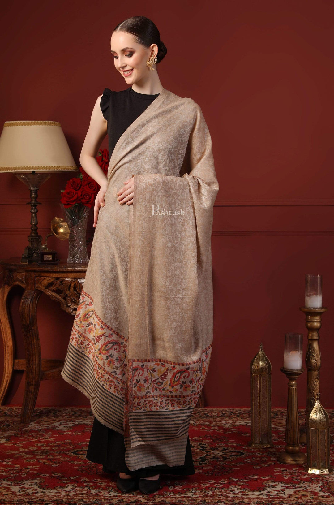 Pashtush India 100x200 Pashtush Women's Soft Wool Cashmere Blended Shawl, Kaani Palla